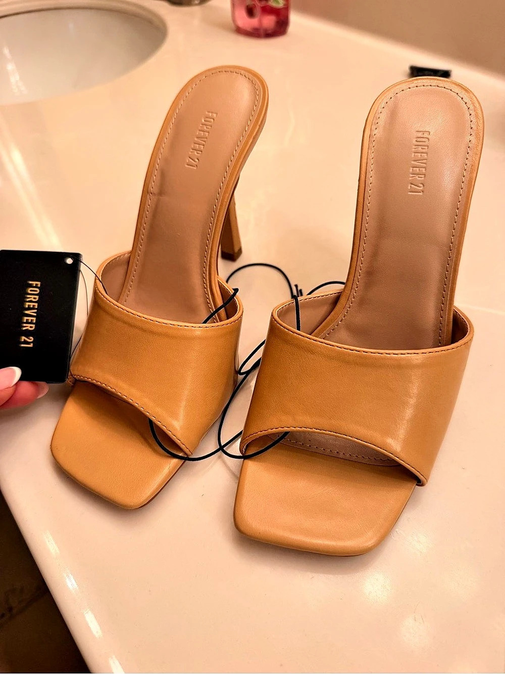 FOREVER 21 Square Toe Heeled Mules Brown US 7